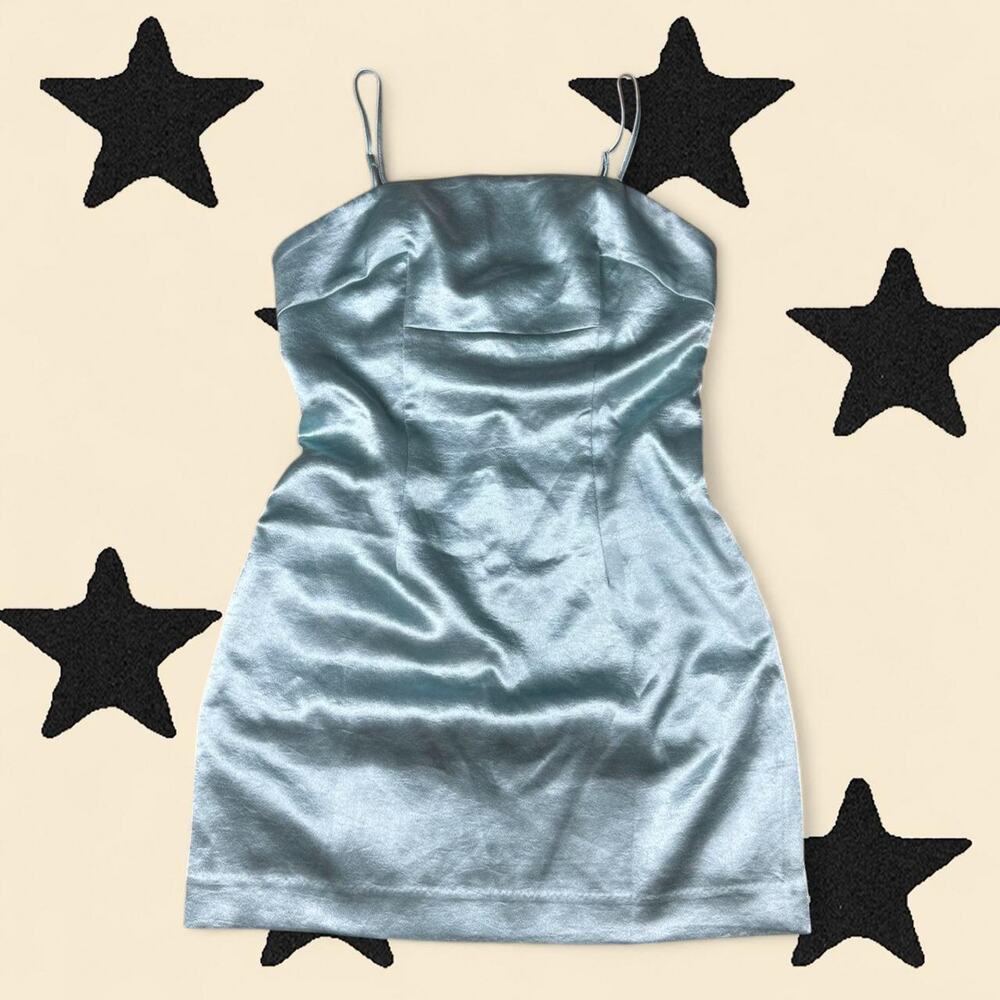 ★silky blue satin mini dress ★